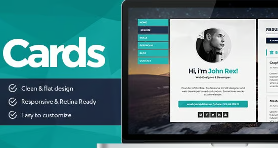 Cards – Resume & Portfolio WordPress Theme Free Download!